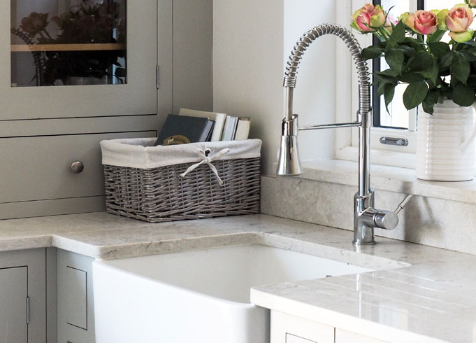 Grey Wash Lined Hamper Basket