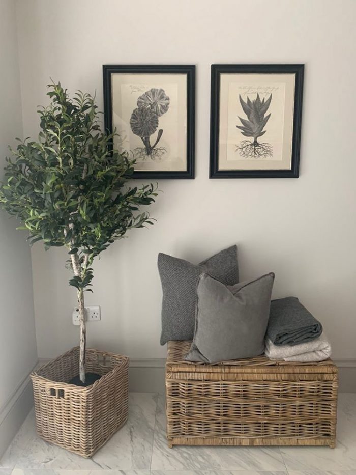 Grey & Buff Rattan Wicker Storage Basket