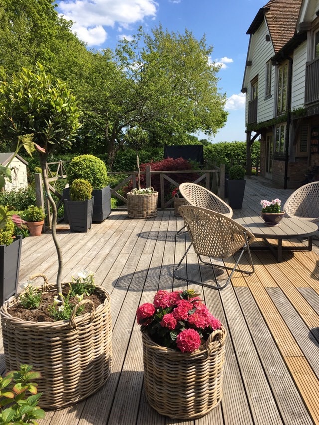 Grey & Buff Round Wicker Log Baskets