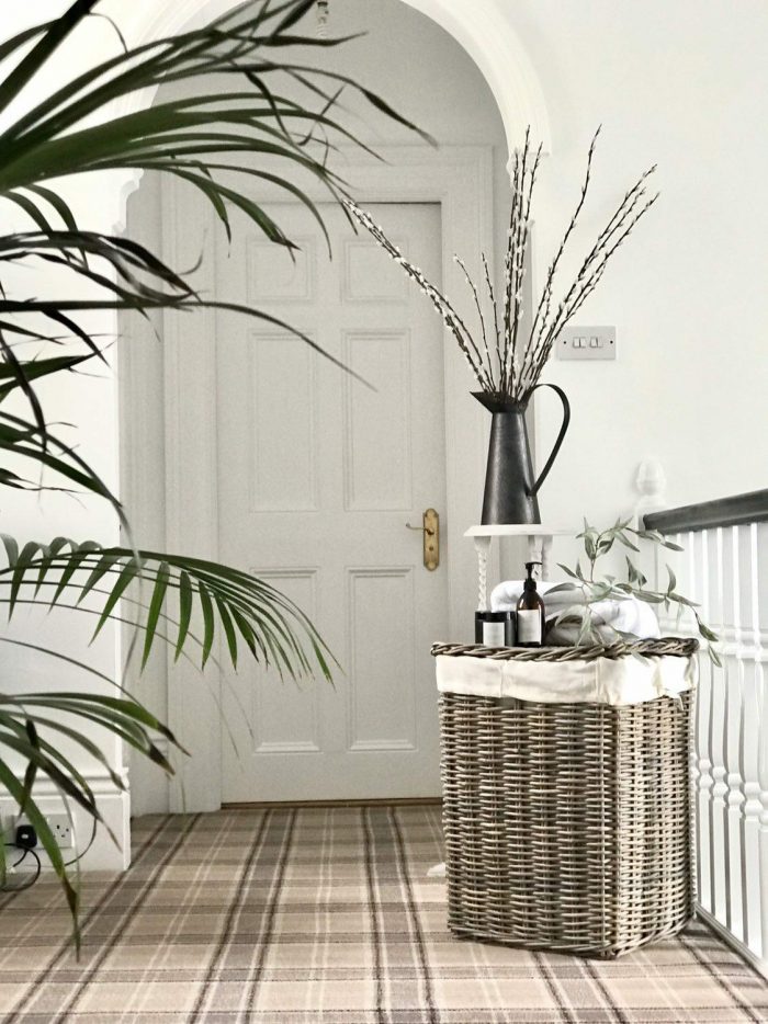 Grey & Buff Rattan Square Wicker Laundry Basket