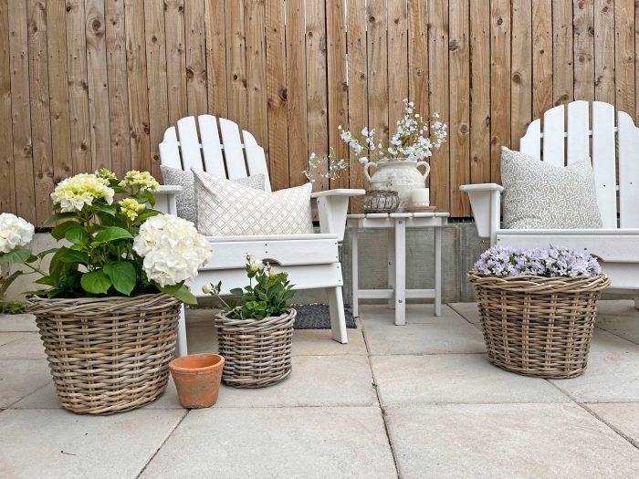 Collection of rustic wicker planters