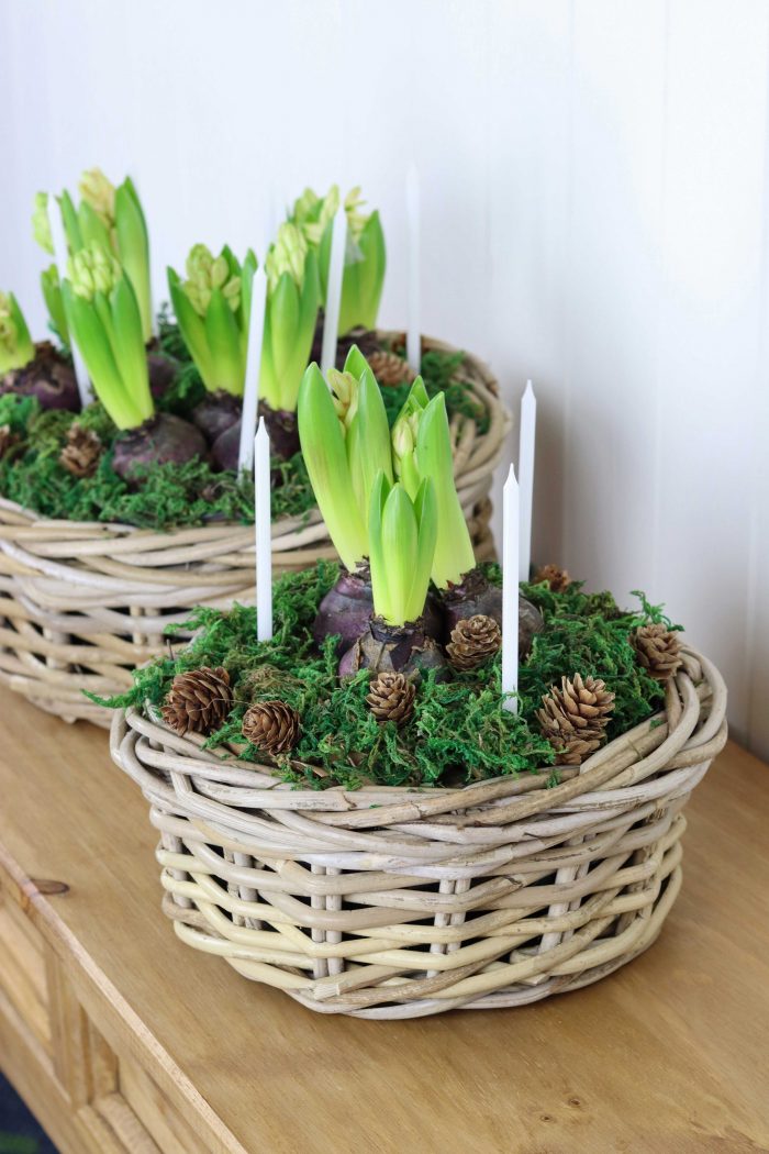 Round Shallow Grey & Buff Rattan Wicker Planter