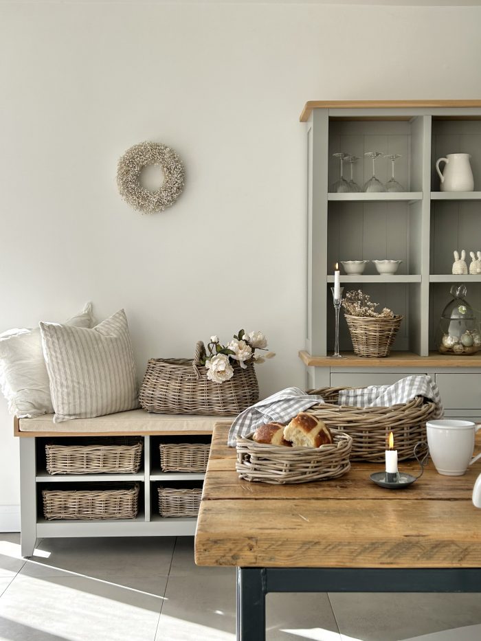 Grey & Buff Rattan Wicker Storage Basket Collection