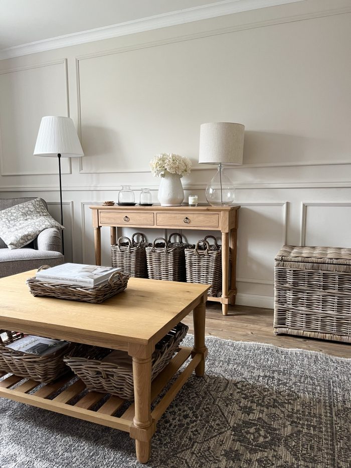Grey & Buff Rattan Wicker Storage Baskets