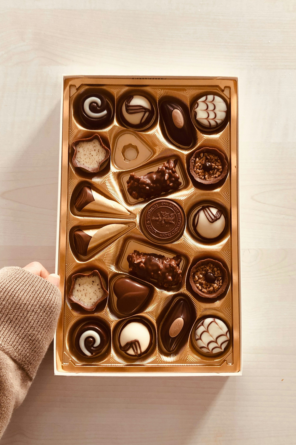 a tray of delicious artisan chocolates