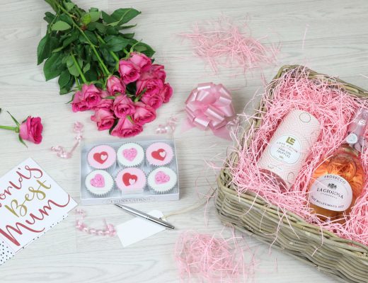 mothers day gift hamper in the process of being constructed