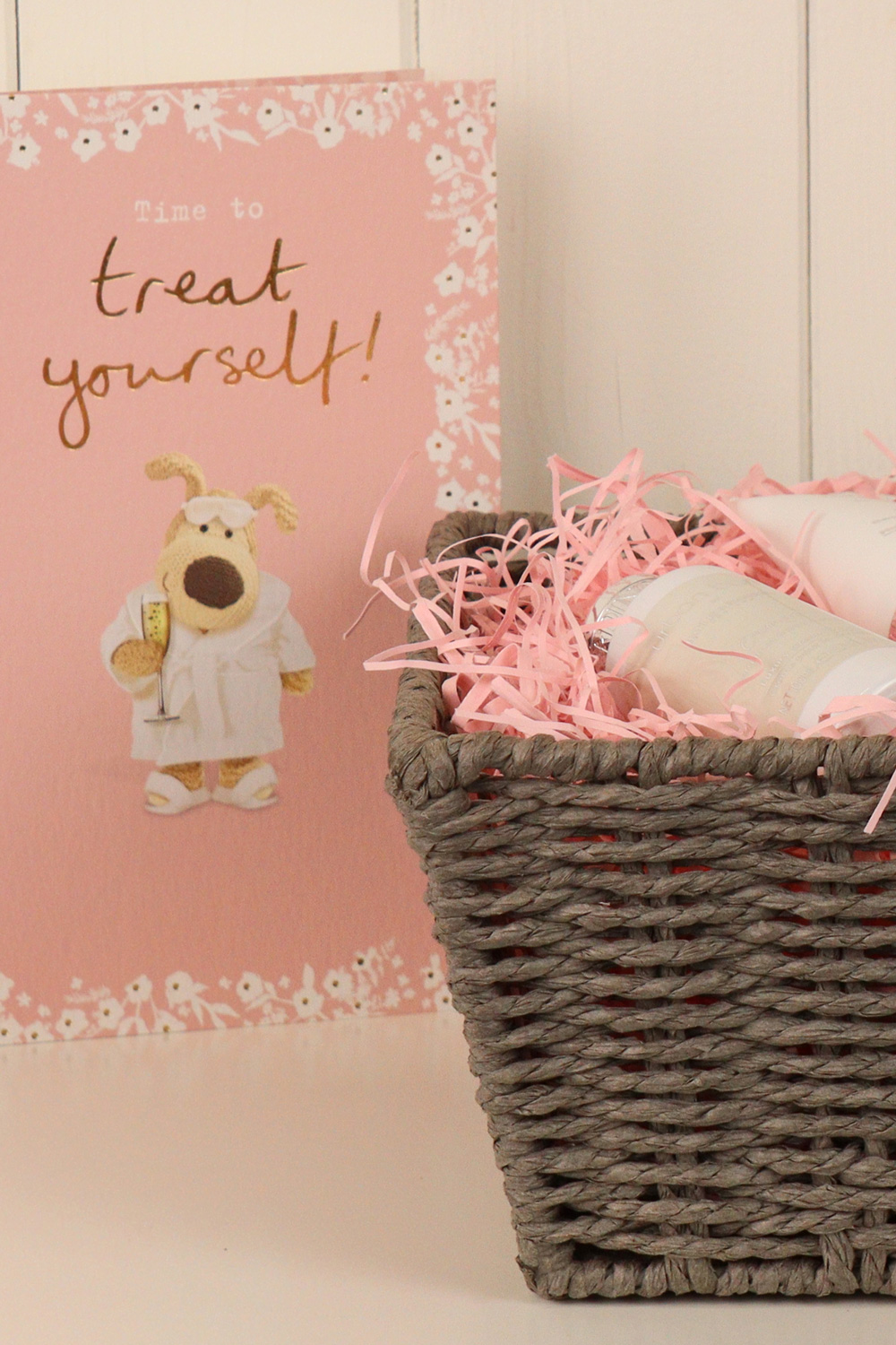 closeup of a 'time to treat yourself' card