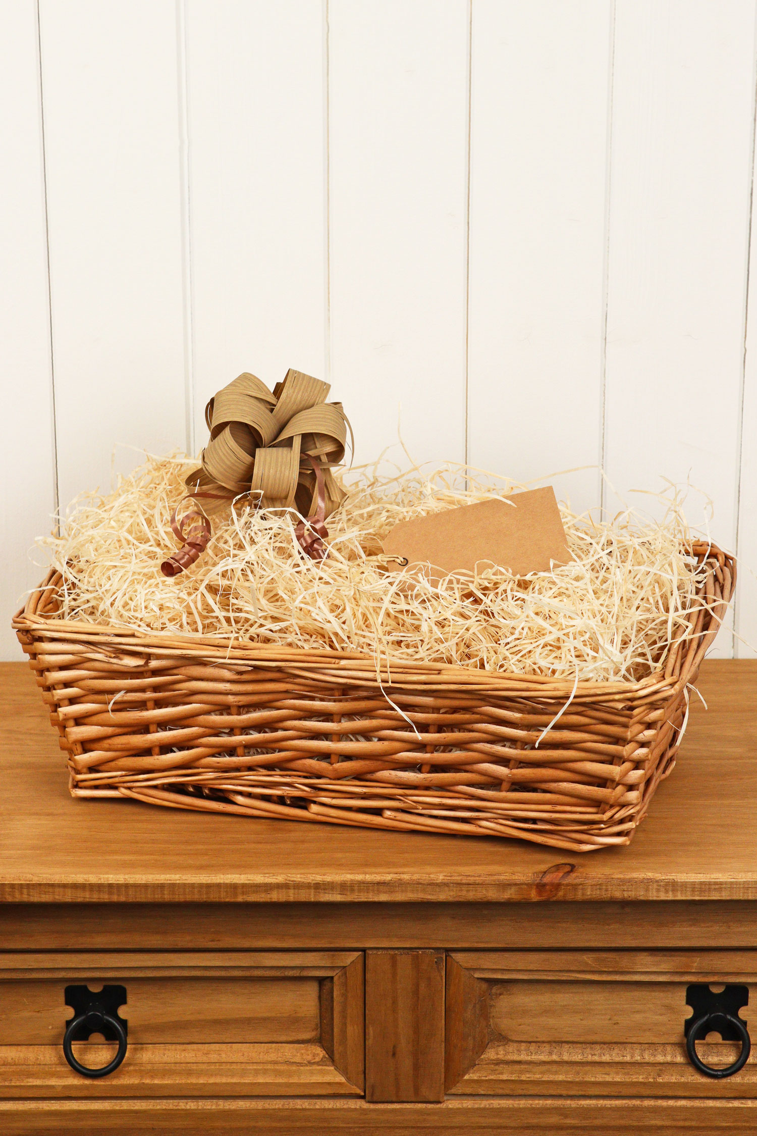 A beautiful empty neutral gift hamper ready to be filled for Father's Day