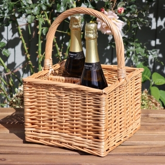 4 Bottle Wicker Wine Carrier Basket