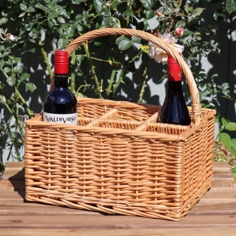 6 Bottle Wicker Wine Carrier Basket