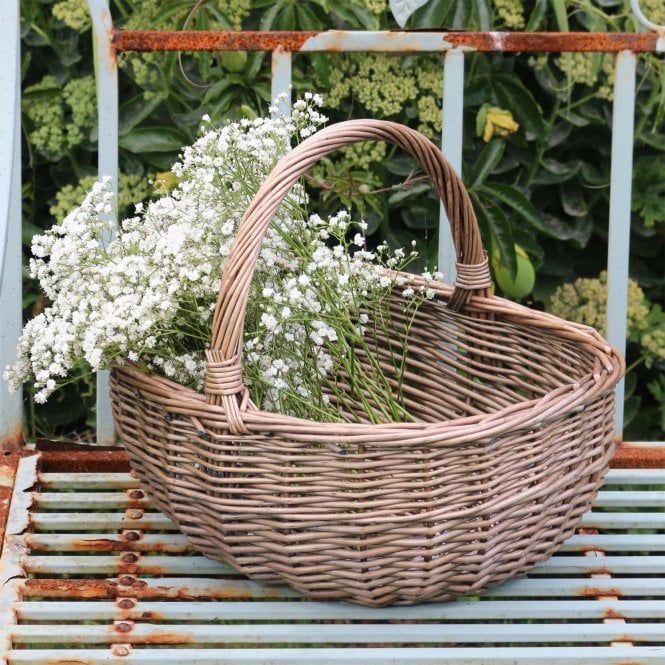 Antique Wash Wicker Shopping Basket