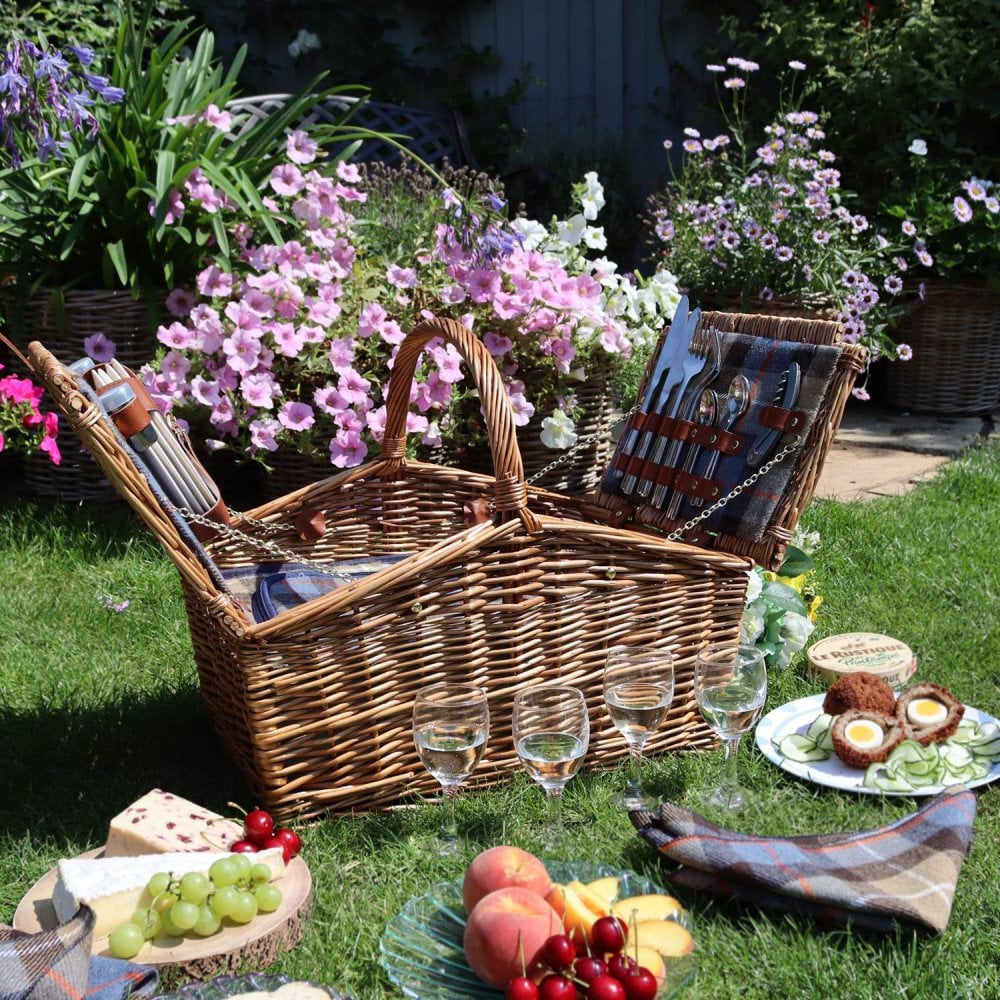 Multifunctional Wicker Picnic Basket Set for 2 with Blanket