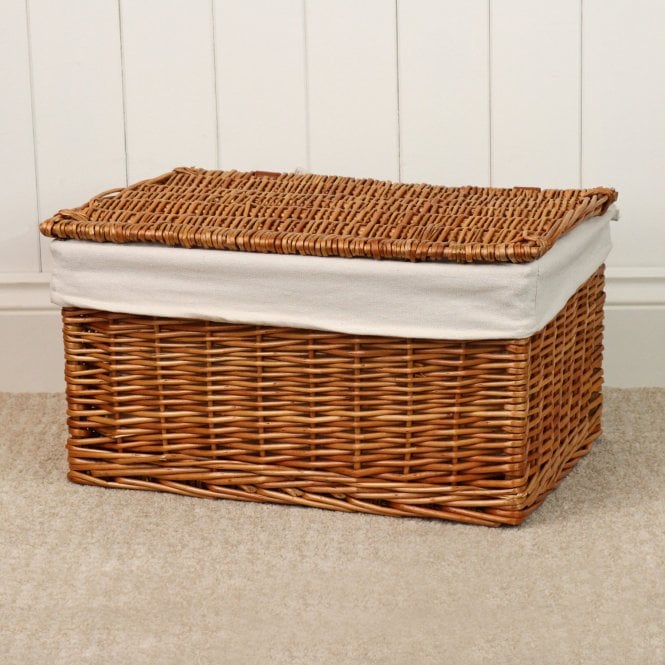Double Steamed Lidded Wicker Storage Basket 