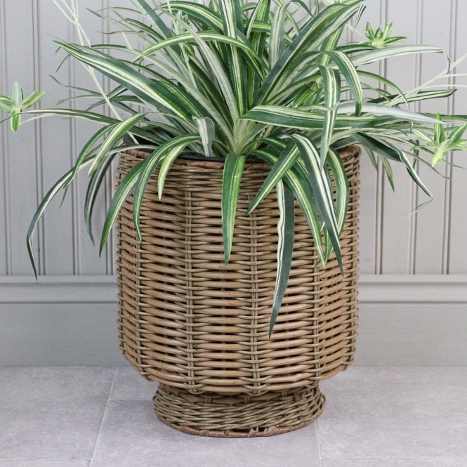Faux Rattan Planter – Brown