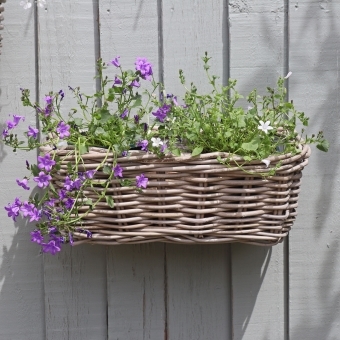 Grey & Buff Rattan Wicker Balcony Planter - 40cm