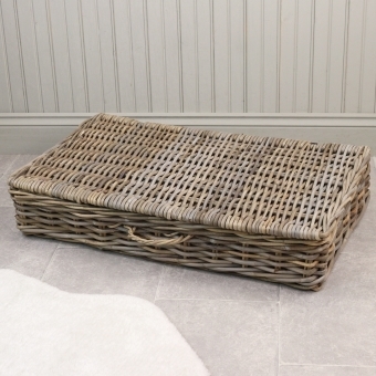 Grey & Buff Wicker Underbed Storage Basket