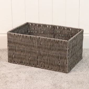 Grey Paper Rope Deep Woven Storage Basket
