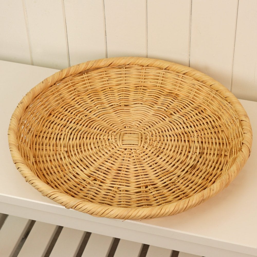 Round Wicker Large Wicker Round Decorative Tray | The Basket Company