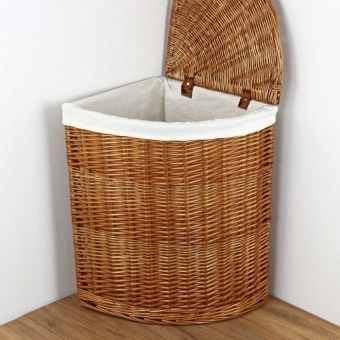 Natural Wicker Corner Laundry Basket