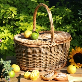 Oval Lidded Wicker Picnic Basket