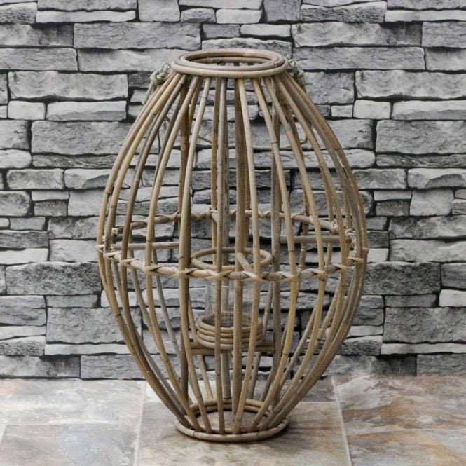 Oval Rattan Wicker Lantern