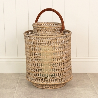 Purbeck Rattan Candle Lantern - Lattice Weave