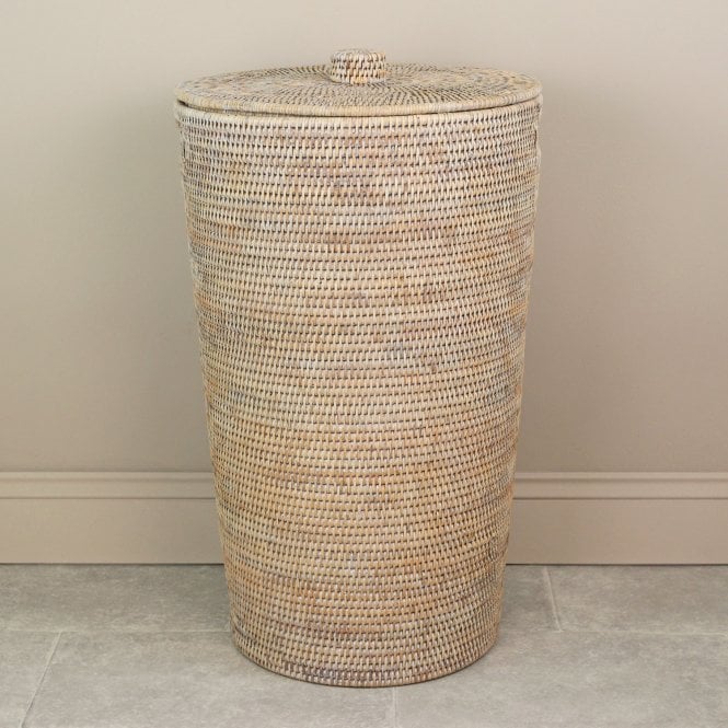 Purbeck Rattan Round Lidded Wicker Laundry Basket