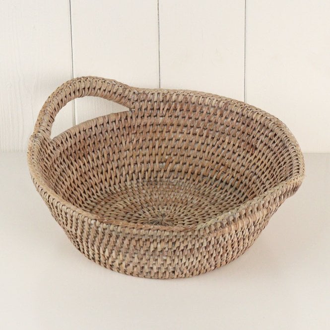 Purbeck Rattan Round Wicker Basket with Handles