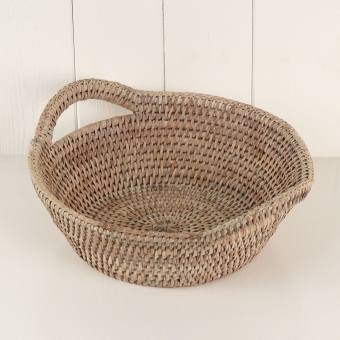 Purbeck Rattan Round Wicker Basket with Handles