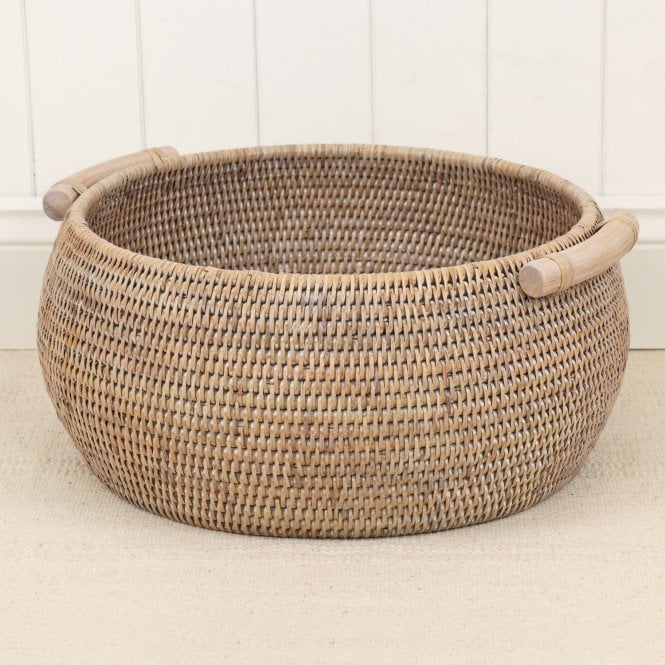 Purbeck Rattan Round Wicker Storage Basket