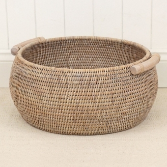 Purbeck Rattan Round Wicker Storage Basket