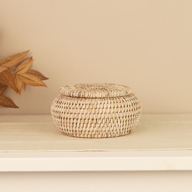 Purbeck Rattan Small Wicker Basket with Lid