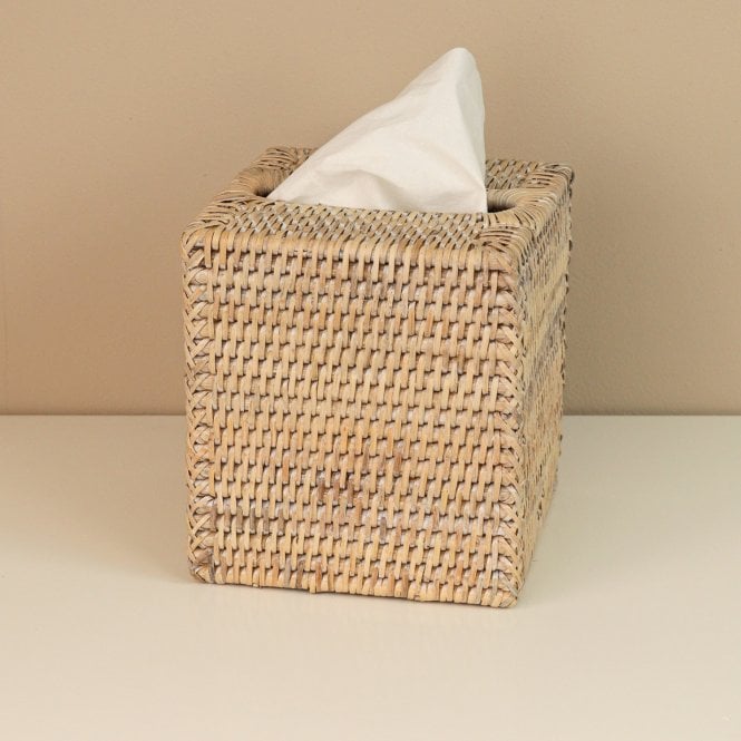 Purbeck Rattan Square Wicker Tissue Box Cover