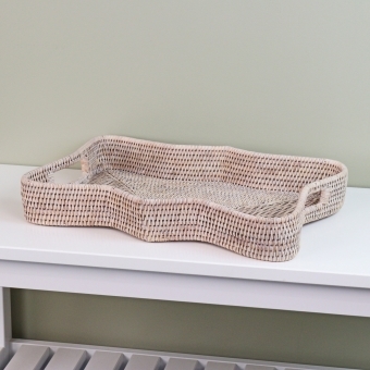 Purbeck Rattan Wicker Rectangular Scalloped Tray