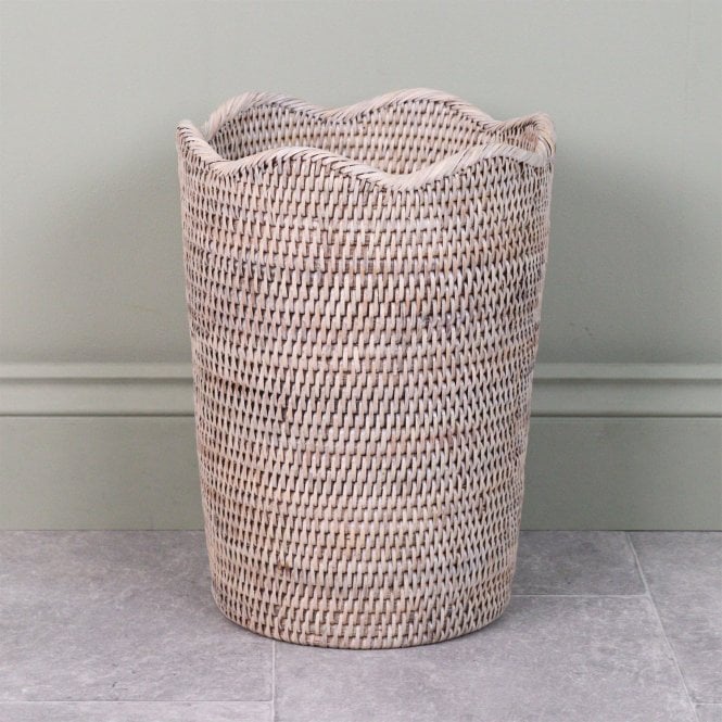 Purbeck Scalloped Rattan Waste Paper Bin