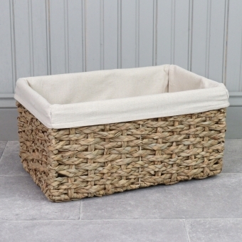 Rectangular Woven Storage Basket Lined