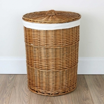 Round Natural Wicker Laundry Basket