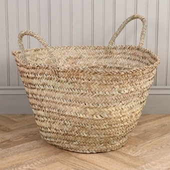 Round Woven Palm Leaf Storage Basket