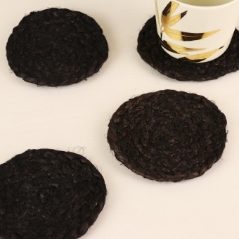Set of 4 Black Jute Coasters