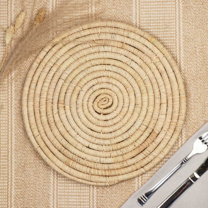 Set of Two Natural Raffia Placemats