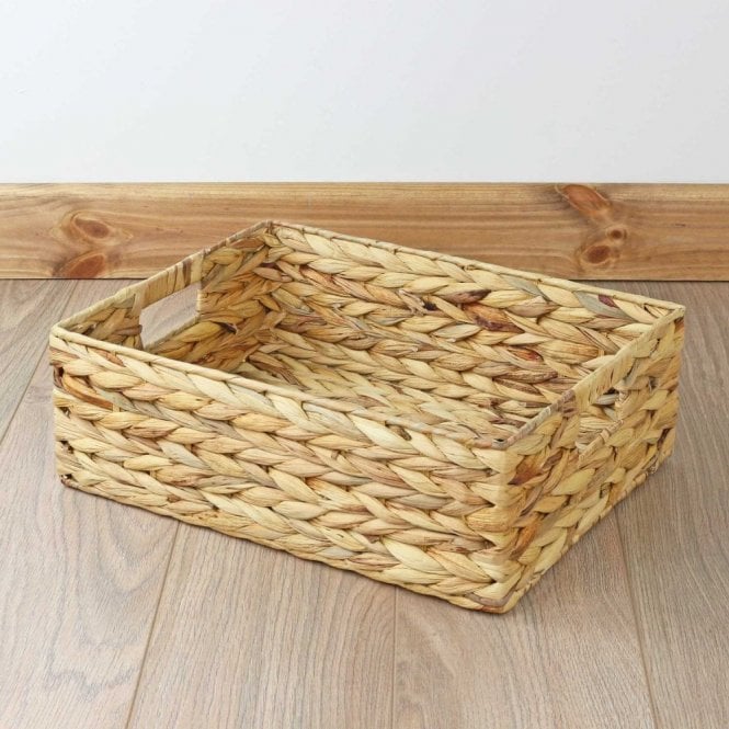 Water Hyacinth Rectangular Shallow Storage Basket Tray